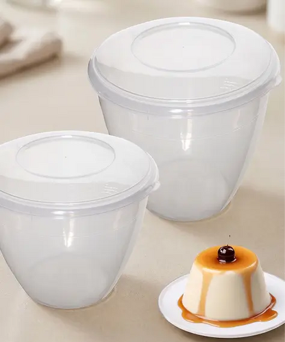Clear Plastic Pudding Bowls with Clip-On Lids – Space-Saving Storage Containers