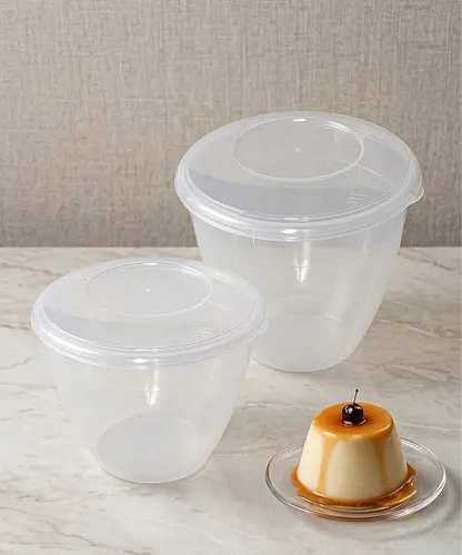 Clear Plastic Pudding Bowls with Clip-On Lids – Space-Saving Storage Containers