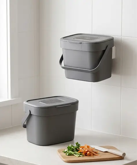 6L Wall-Mount Compost Caddy with Carbon Filter – Food Waste Bin