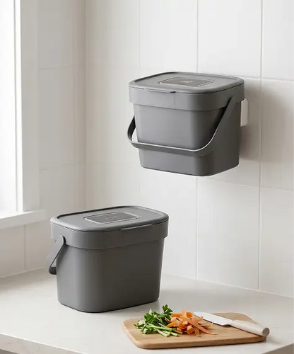 6L Wall-Mount Compost Caddy with Carbon Filter – Food Waste Bin