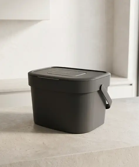 6L Wall-Mount Compost Caddy with Carbon Filter – Food Waste Bin