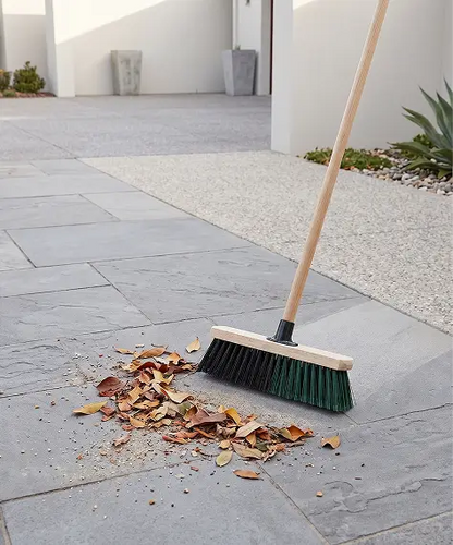 Wooden Handle PVC Bristle Broom for Hard Floors, Gardens & Patios