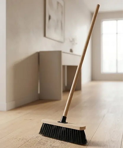 Wooden Handle PVC Bristle Broom for Hard Floors, Gardens & Patios