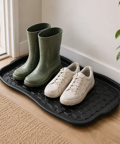 Non-Slip Black Shoe Tray – Multipurpose Floor Protection Tray for Home & Garden