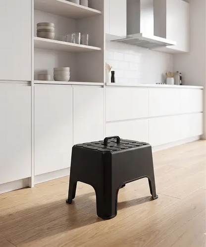 Handy Black Step Stool – Non-Slip Design with Built-In Carry Handle for Everyday Use