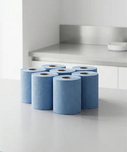 Multipurpose 2-Ply Embossed Blue Centrefeed Cleaning Rolls – Strong & Absorbent Paper Towels