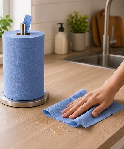 Multipurpose 2-Ply Embossed Blue Centrefeed Cleaning Rolls – Strong & Absorbent Paper Towels