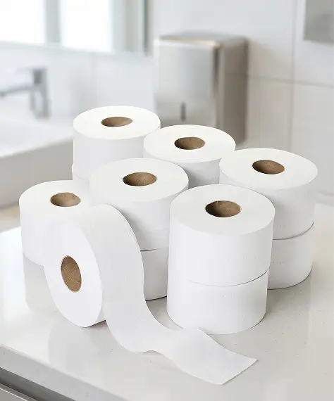 Soft White 2-Ply Mini Jumbo Toilet Tissue Rolls – For Home, Shops & Commercial Toilets