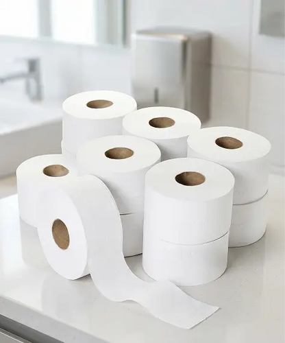 Soft White 2-Ply Mini Jumbo Toilet Tissue Rolls – For Home, Shops & Commercial Toilets
