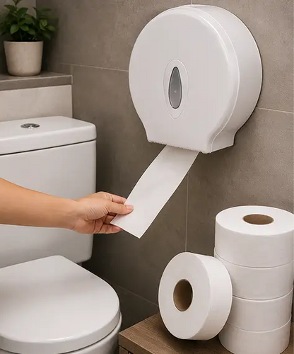 Soft White 2-Ply Mini Jumbo Toilet Tissue Rolls – For Home, Shops & Commercial Toilets
