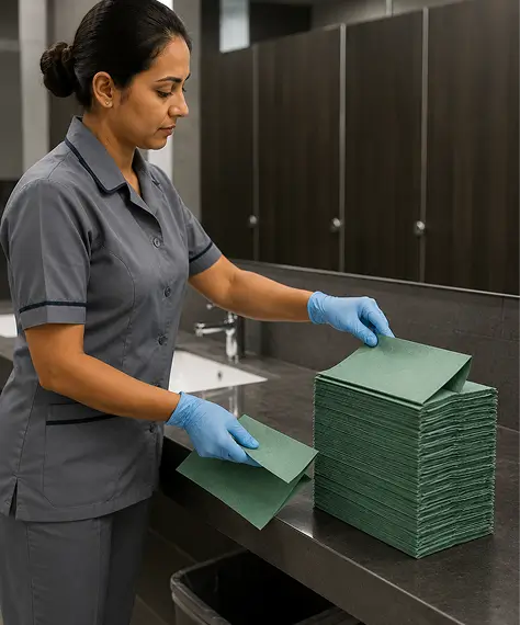 1-Ply C-Fold Paper Hand Towels – Large Green Tissues for Restaurants & Offices