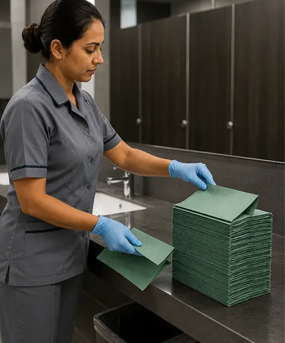 1-Ply C-Fold Paper Hand Towels – Large Green Tissues for Restaurants & Offices