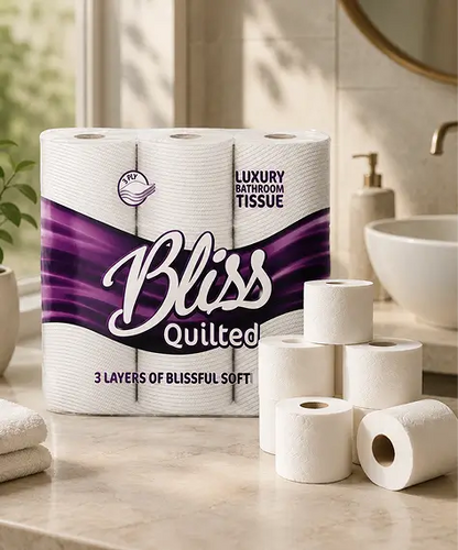 Super Soft 3-Ply Quilted Toilet Tissue Rolls for Hygienic Premium Washrooms