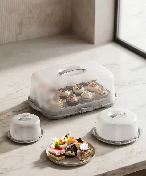 Clear Plastic Cake Storage Containers with Lids & Handles