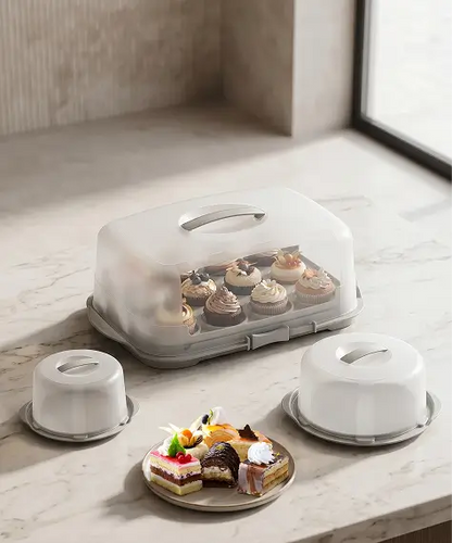 Clear Plastic Cake Storage Containers with Lids & Handles