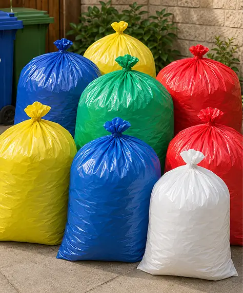 Heavy Duty Coloured Recycling Bin Bags 18x29x39"