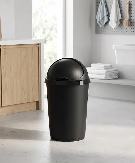 50L Black Kitchen Bullet Bin with Roll Top Lid – Home General Waste Bin