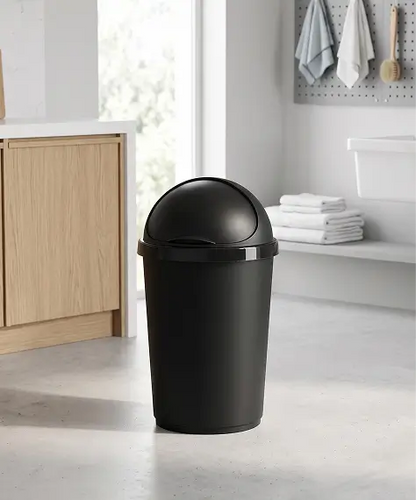 50L Black Kitchen Bullet Bin with Roll Top Lid – Home General Waste Bin