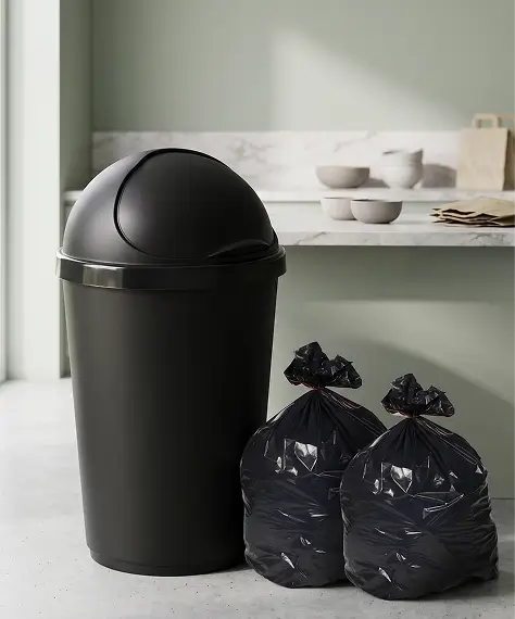 50L Black Kitchen Bullet Bin with Roll Top Lid – Home General Waste Bin