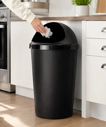 50L Black Kitchen Bullet Bin with Roll Top Lid – Home General Waste Bin