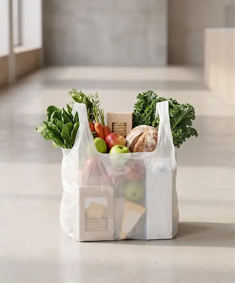 Reusable White Plastic Vest Carrier Bags 10x15x18" – Strong Retail Shopping Bags