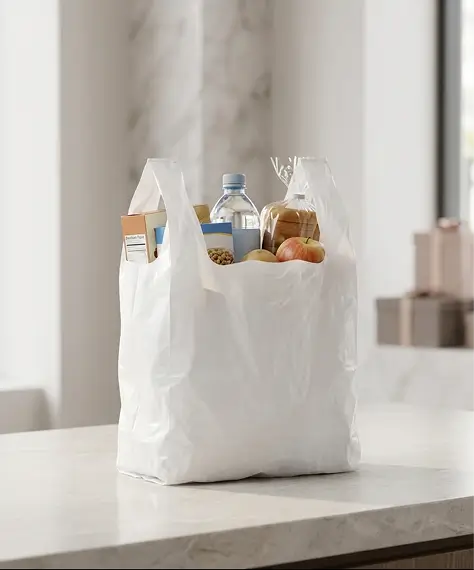 Reusable White Plastic Vest Carrier Bags 10x15x18" – Strong Retail Shopping Bags