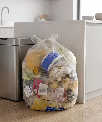 90L Clear Refuse Sacks 18x29x39" – Transparent Heavy Duty Rubbish Bags
