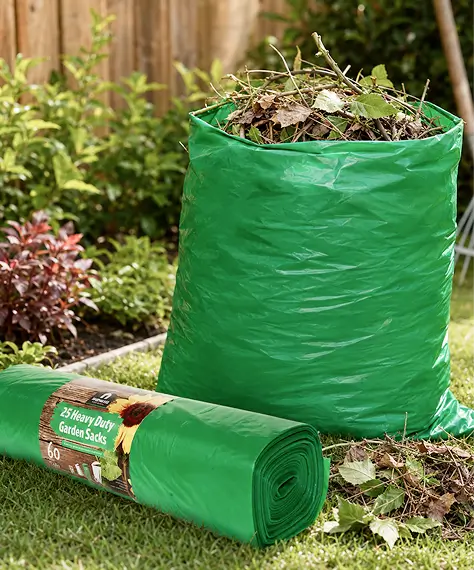 60L Strong Green Garden Waste Sacks & Bin Liners