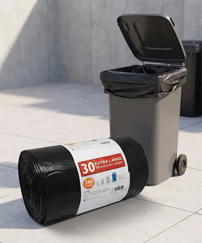 240L Heavy Duty Black Wheelie Bin Sacks – Large Outdoor Waste Bags