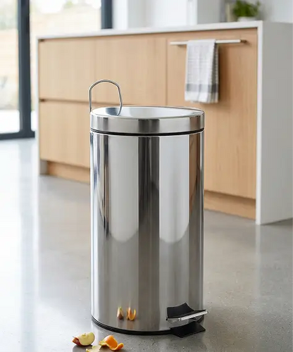 30L Stainless Steel Slim Pedal Bin with Removable Inner Bucket