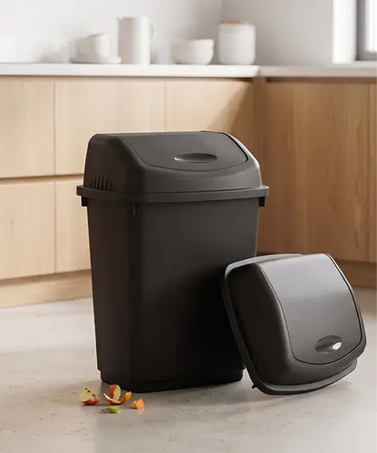 50L Black Flip Top Swing Recycling Bin – Home & Office Waste Bin