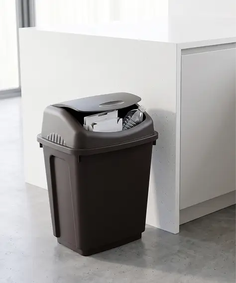 50L Black Flip Top Swing Recycling Bin – Home & Office Waste Bin