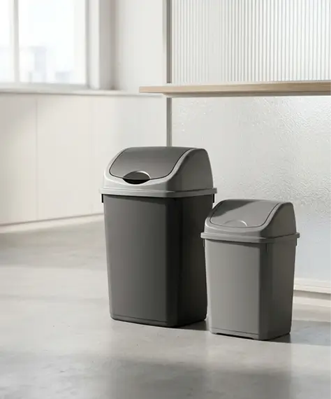 25L/50L Black & Silver Swing Lid Waste Bin – Home & Office