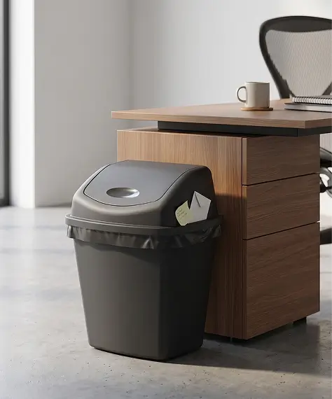25L/50L Black & Silver Swing Lid Waste Bin – Home & Office