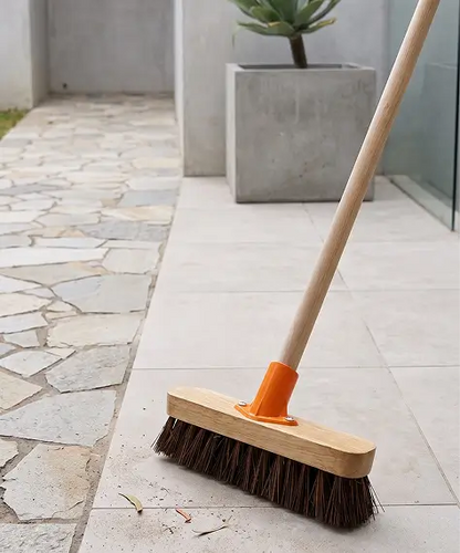 10" Coco & 12" Bassine Wooden Broom for Home, Garden & Yard