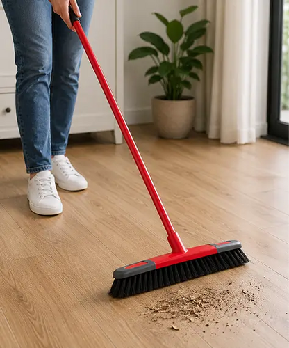 Long Handle Indoor Sweeping Broom with Soft, Stiff & Deck Brush Options